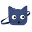 MILO Playful Blue Cat-Shaped Crossbody Bag – Kawaii Oversized-Eye Novelty Purse for Girls