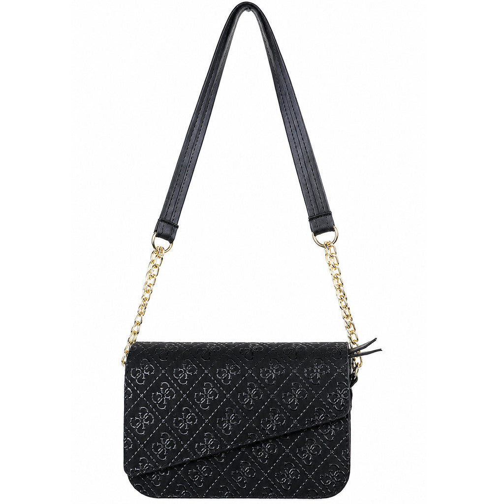 GILDED NAQSH Sleek Black Guess Meridian II Textured Flap Crossbody Bag