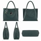 EMERALD Dark Green Faux-Leather Tote Bag