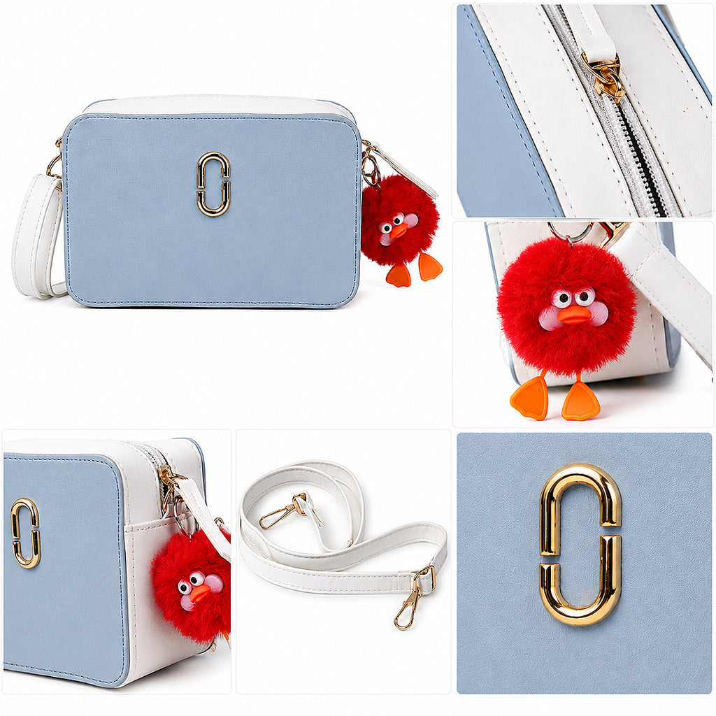 Sky Trace Light Blue Camera-Style Crossbody Bag