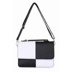 Mosaic Black and White Color-Block Crossbody Handbag