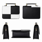 Mosaic Black and White Color-Block Crossbody Handbag