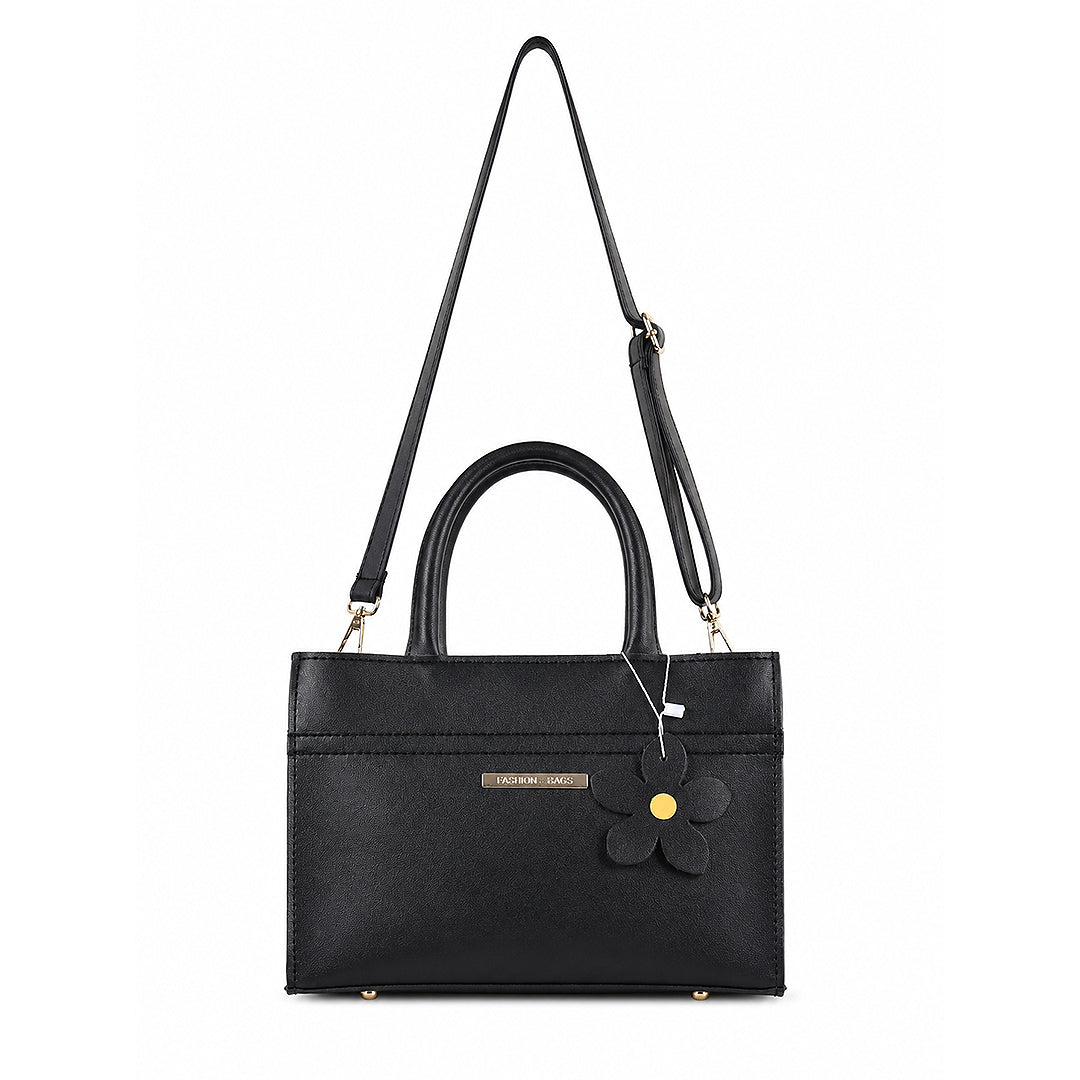 Black Top Handle Handbag | Naqsh – Stylish Floral Charm