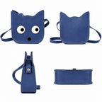 MILO Playful Blue Cat-Shaped Crossbody Bag – Kawaii Oversized-Eye Novelty Purse for Girls