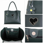 EMERALD Dark Green Faux-Leather Tote Bag