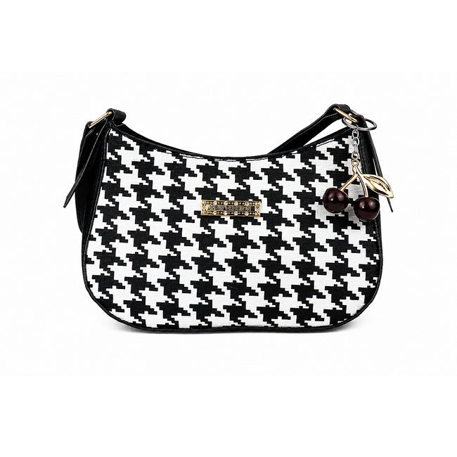 NOIR Black-and-White Houndstooth Shoulder Bag Hover Image