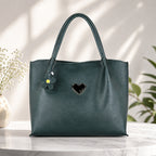 EMERALD Dark Green Faux-Leather Tote Bag