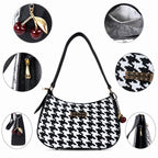 NOIR Black-and-White Houndstooth Shoulder Bag