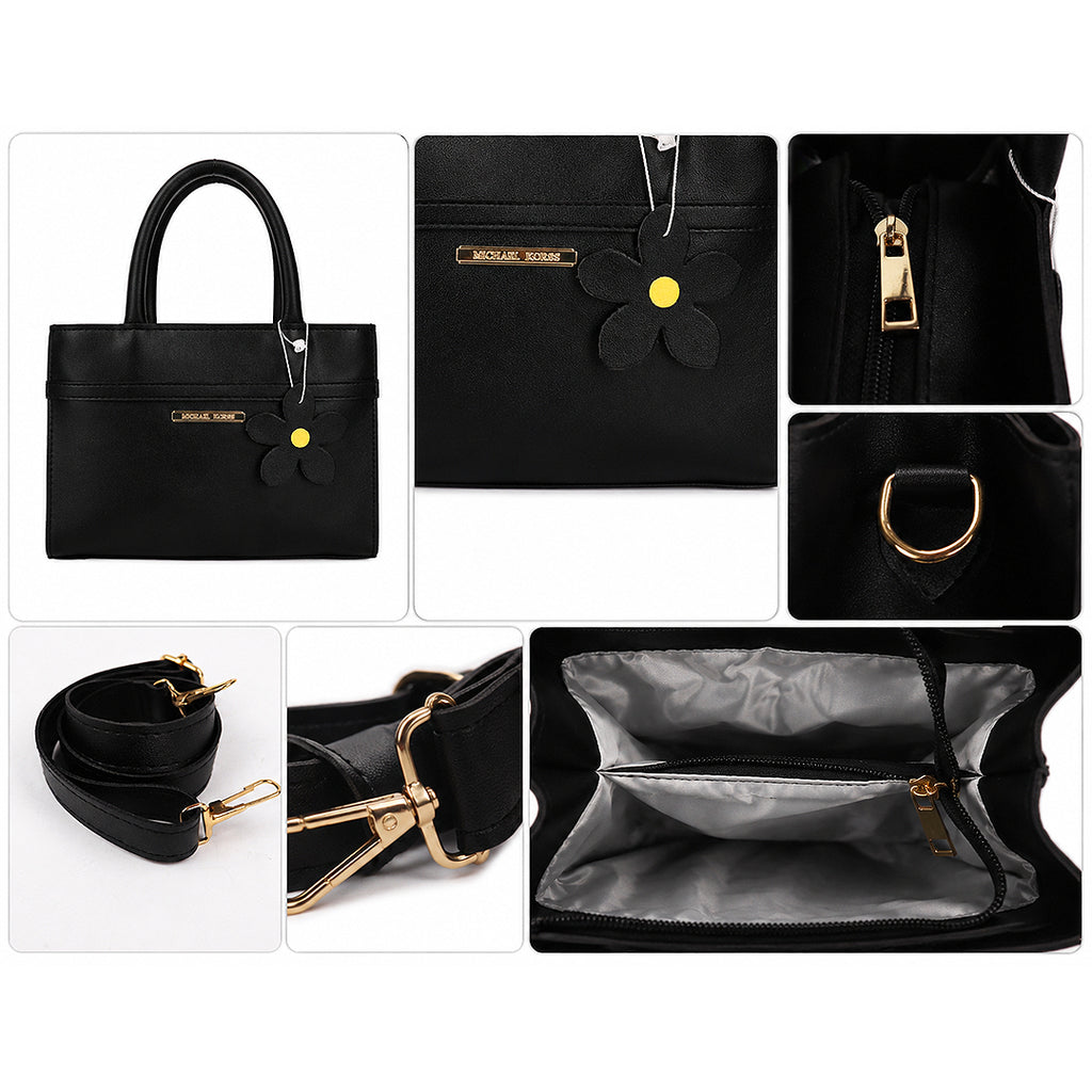 Black Top Handle Handbag | Naqsh – Stylish Floral Charm