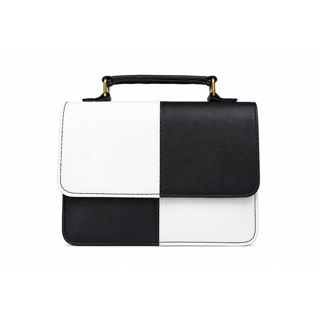 Mosaic Black and White Color-Block Crossbody Handbag Hover Image