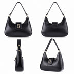 GLYPH Chic Black Genuine Cowhide Leather Shoulder Bag