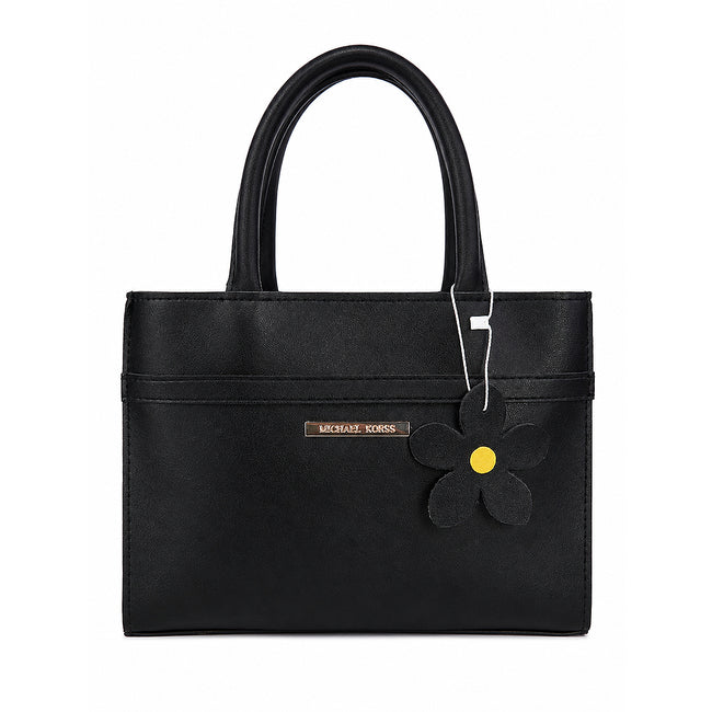 Black Top Handle Handbag | Naqsh – Stylish Floral Charm Hover Image