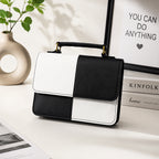 Mosaic Black and White Color-Block Crossbody Handbag