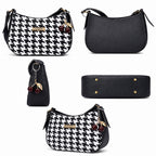 NOIR Black-and-White Houndstooth Shoulder Bag