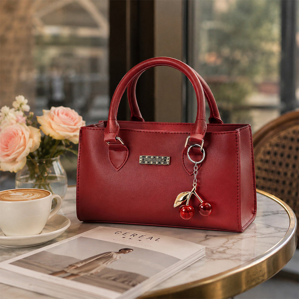 Harf Stylish Maroon Faux-Leather Handbag for Women