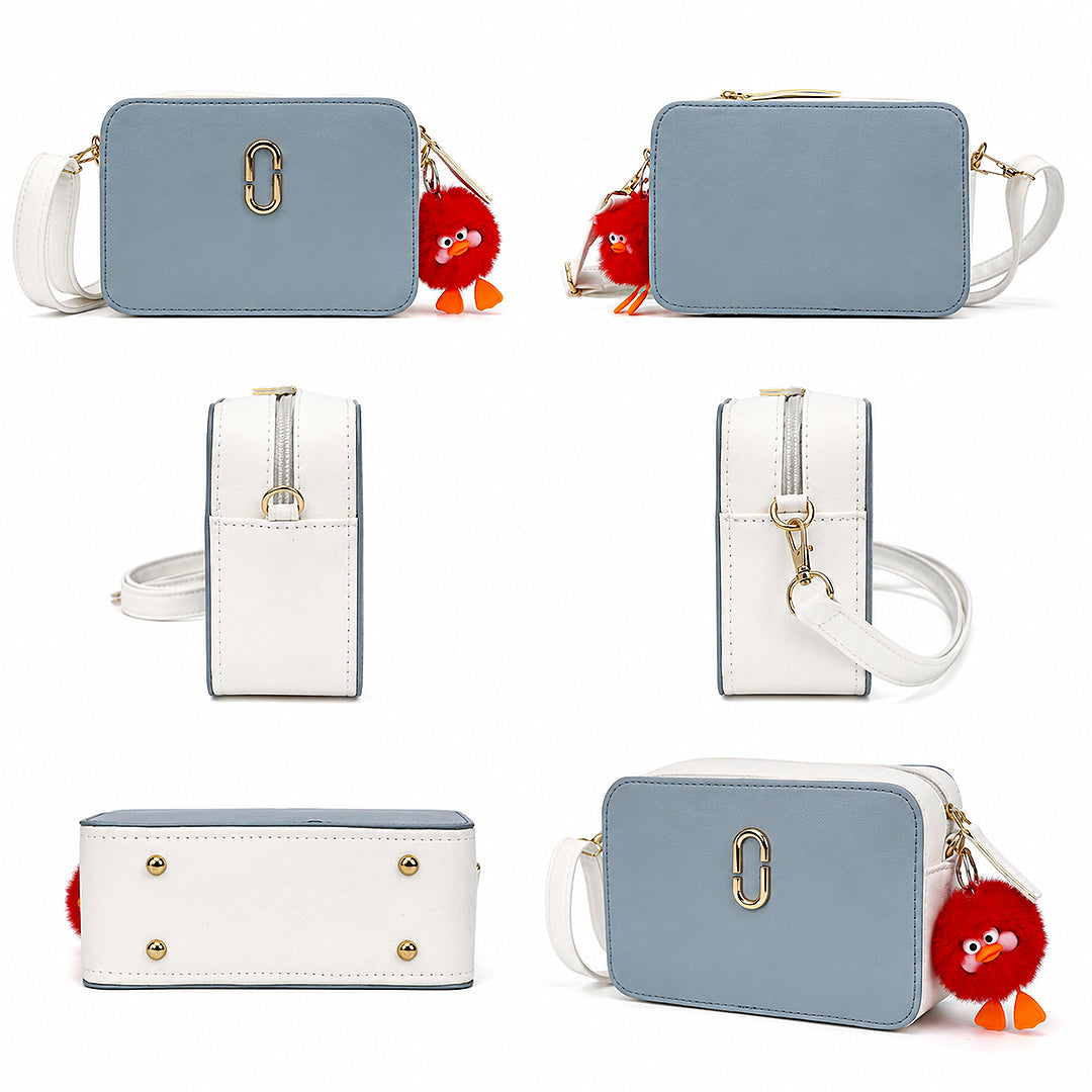 Sky Trace Light Blue Camera-Style Crossbody Bag
